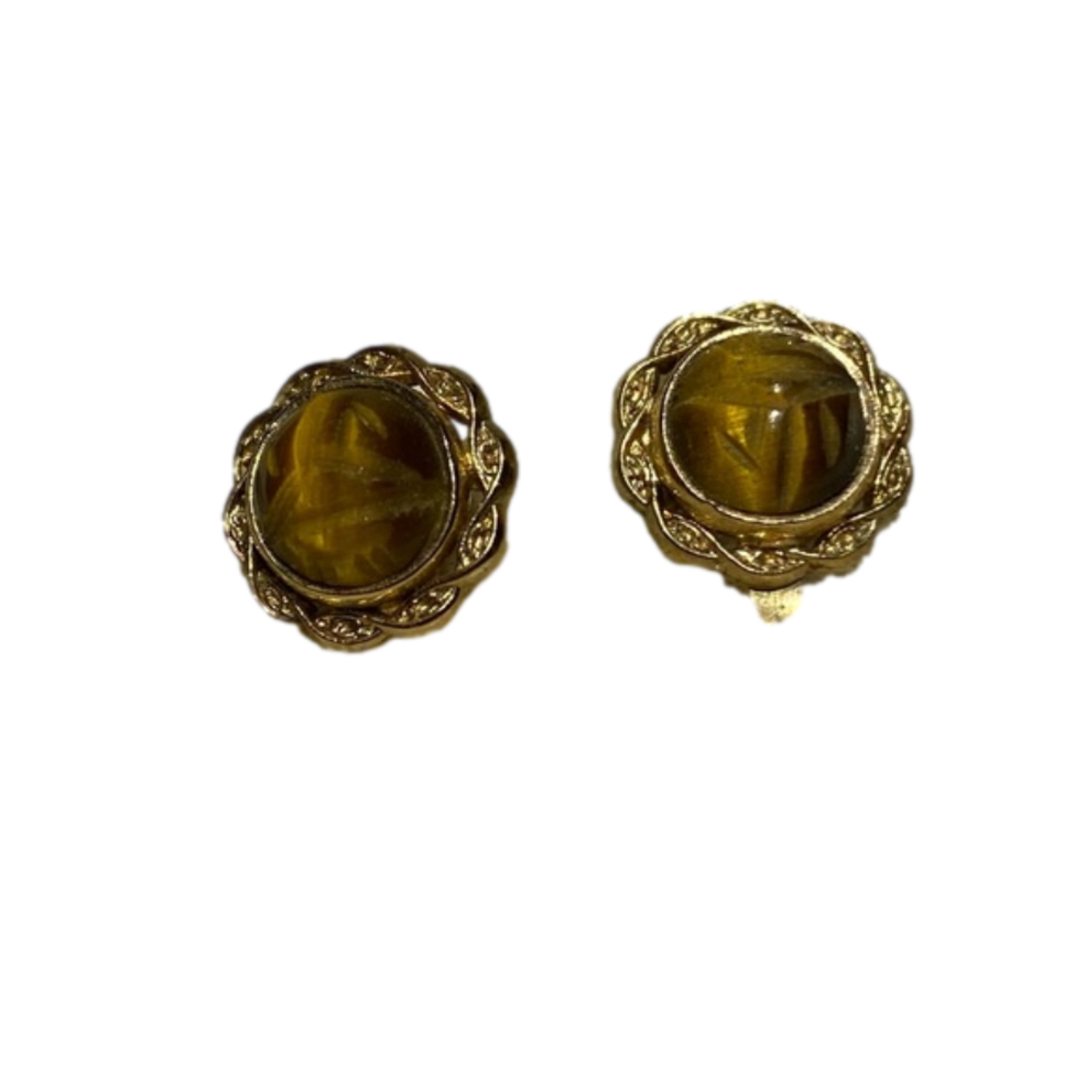 Tigers Eye Gold Filled screw back earrings